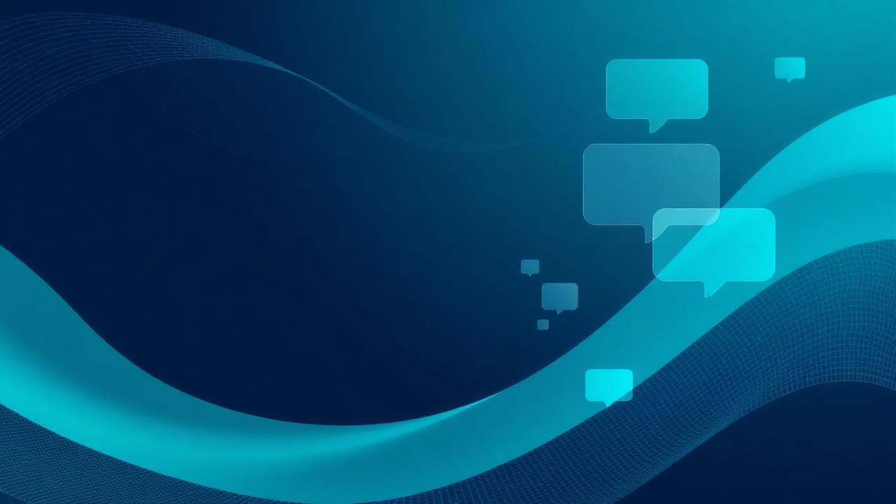Abstract illustration of AI triage with floating chat bubbles